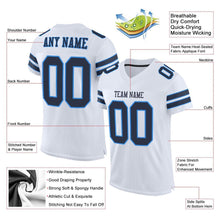 Load image into Gallery viewer, Custom White Navy-Powder Blue Mesh Authentic Football Jersey