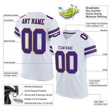 Charger l'image dans la galerie, Custom White Purple-Old Gold Mesh Authentic Football Jersey