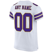 Charger l'image dans la galerie, Custom White Purple-Old Gold Mesh Authentic Football Jersey
