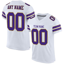 Charger l'image dans la galerie, Custom White Purple-Old Gold Mesh Authentic Football Jersey