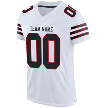 Load image into Gallery viewer, Custom White Black-Red Mesh Authentic Football Jersey