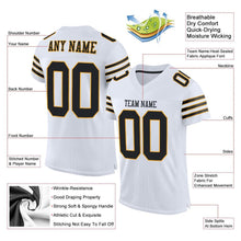 Load image into Gallery viewer, Custom White Black-Gold Mesh Authentic Football Jersey
