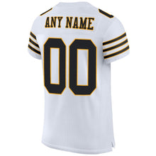Load image into Gallery viewer, Custom White Black-Gold Mesh Authentic Football Jersey