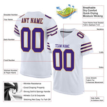 Charger l'image dans la galerie, Custom White Purple-Gold Mesh Authentic Football Jersey