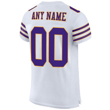 Charger l'image dans la galerie, Custom White Purple-Gold Mesh Authentic Football Jersey