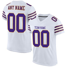 Charger l'image dans la galerie, Custom White Purple-Gold Mesh Authentic Football Jersey
