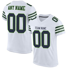Load image into Gallery viewer, Custom White Navy-Neon Green Mesh Authentic Football Jersey