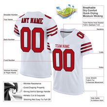 Laden Sie das Bild in den Galerie-Viewer, Custom White Red-Black Mesh Authentic Football Jersey
