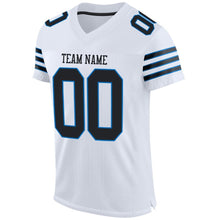 Load image into Gallery viewer, Custom White Black-Panther Blue Mesh Authentic Football Jersey