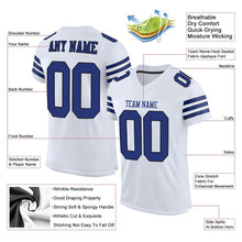 Laden Sie das Bild in den Galerie-Viewer, Custom White Royal-Black Mesh Authentic Football Jersey