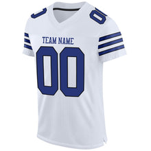 Laden Sie das Bild in den Galerie-Viewer, Custom White Royal-Black Mesh Authentic Football Jersey