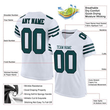 Load image into Gallery viewer, Custom White Midnight Green-Black Mesh Authentic Football Jersey