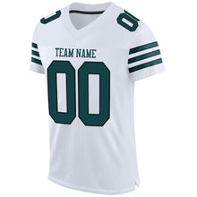Load image into Gallery viewer, Custom White Midnight Green-Black Mesh Authentic Football Jersey