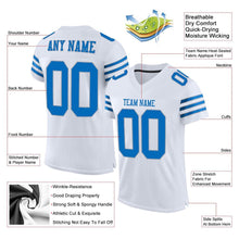Load image into Gallery viewer, Custom White Panther Blue-Light Gray Mesh Authentic Football Jersey