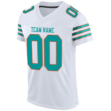 Charger l'image dans la galerie, Custom White Aqua-Orange Mesh Authentic Football Jersey
