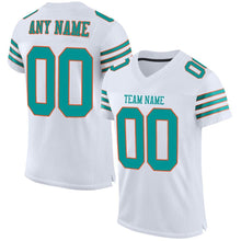 Charger l'image dans la galerie, Custom White Aqua-Orange Mesh Authentic Football Jersey