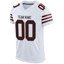 Load image into Gallery viewer, Custom White Black-Orange Mesh Authentic Football Jersey