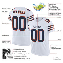 Load image into Gallery viewer, Custom White Navy-Orange Mesh Authentic Football Jersey