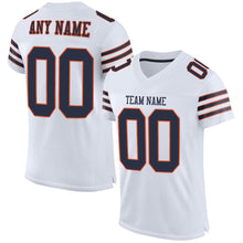 Load image into Gallery viewer, Custom White Navy-Orange Mesh Authentic Football Jersey