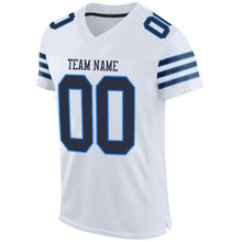 Загрузить изображение в средство просмотра галереи, Custom White Navy-Powder Blue Mesh Authentic Football Jersey
