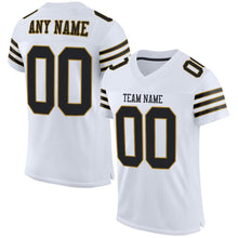 Load image into Gallery viewer, Custom White Black-Old Gold Mesh Authentic Football Jersey
