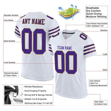Charger l'image dans la galerie, Custom White Purple-Old Gold Mesh Authentic Football Jersey
