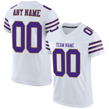 Charger l'image dans la galerie, Custom White Purple-Old Gold Mesh Authentic Football Jersey