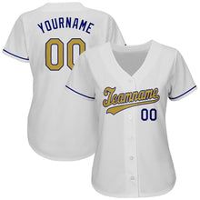 Laden Sie das Bild in den Galerie-Viewer, Custom White Old Gold-Royal Authentic Baseball Jersey