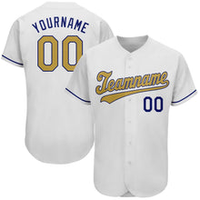 Laden Sie das Bild in den Galerie-Viewer, Custom White Old Gold-Royal Authentic Baseball Jersey