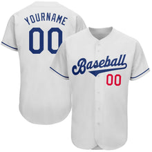 Laden Sie das Bild in den Galerie-Viewer, Custom White Royal-Red Authentic Baseball Jersey