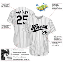 Charger l'image dans la galerie, Custom White Black Pinstripe Black-Gray Authentic Baseball Jersey