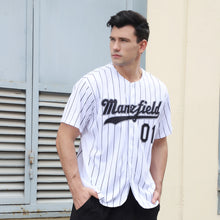 Charger l'image dans la galerie, Custom White Black Pinstripe Black-Gray Authentic Baseball Jersey