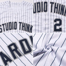 Charger l'image dans la galerie, Custom White Navy Pinstripe Navy-Gray Authentic Baseball Jersey