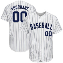Charger l'image dans la galerie, Custom White Navy Pinstripe Navy-Gray Authentic Baseball Jersey