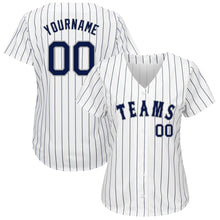 Charger l'image dans la galerie, Custom White Navy Pinstripe Navy-Gray Authentic Baseball Jersey