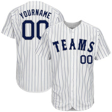 Charger l'image dans la galerie, Custom White Navy Pinstripe Navy-Gray Authentic Baseball Jersey