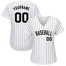 Charger l'image dans la galerie, Custom White Purple Pinstripe Black-Gray Authentic Baseball Jersey
