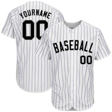 Charger l'image dans la galerie, Custom White Purple Pinstripe Black-Gray Authentic Baseball Jersey