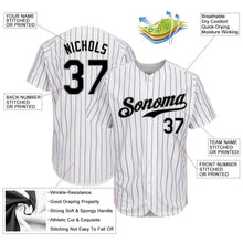 Charger l'image dans la galerie, Custom White Purple Pinstripe Black-Gray Authentic Baseball Jersey