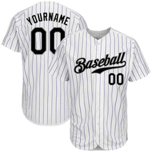 Charger l'image dans la galerie, Custom White Purple Pinstripe Black-Gray Authentic Baseball Jersey