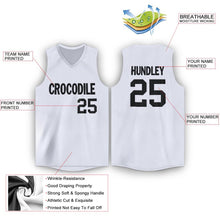 Load image into Gallery viewer, Custom White Black V-Neck Basketball Jersey