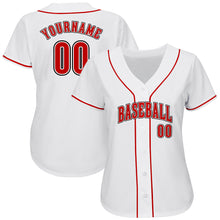 Load image into Gallery viewer, Custom White Red-Black Authentic Baseball Jersey