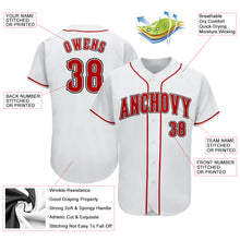 Load image into Gallery viewer, Custom White Red-Black Authentic Baseball Jersey