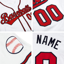 Load image into Gallery viewer, Custom White Red-Black Authentic Baseball Jersey