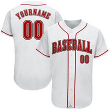 Load image into Gallery viewer, Custom White Red-Black Authentic Baseball Jersey