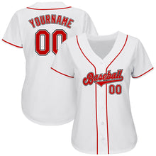 Laden Sie das Bild in den Galerie-Viewer, Custom White Red-Black Authentic Baseball Jersey