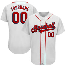 Laden Sie das Bild in den Galerie-Viewer, Custom White Red-Navy Authentic Baseball Jersey