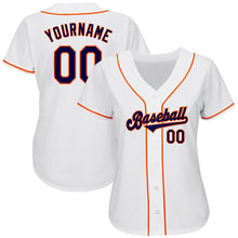 Laden Sie das Bild in den Galerie-Viewer, Custom White Navy-Orange Authentic Baseball Jersey