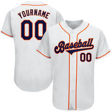 Laden Sie das Bild in den Galerie-Viewer, Custom White Navy-Orange Authentic Baseball Jersey
