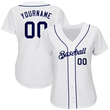 Laden Sie das Bild in den Galerie-Viewer, Custom White Navy Authentic Baseball Jersey